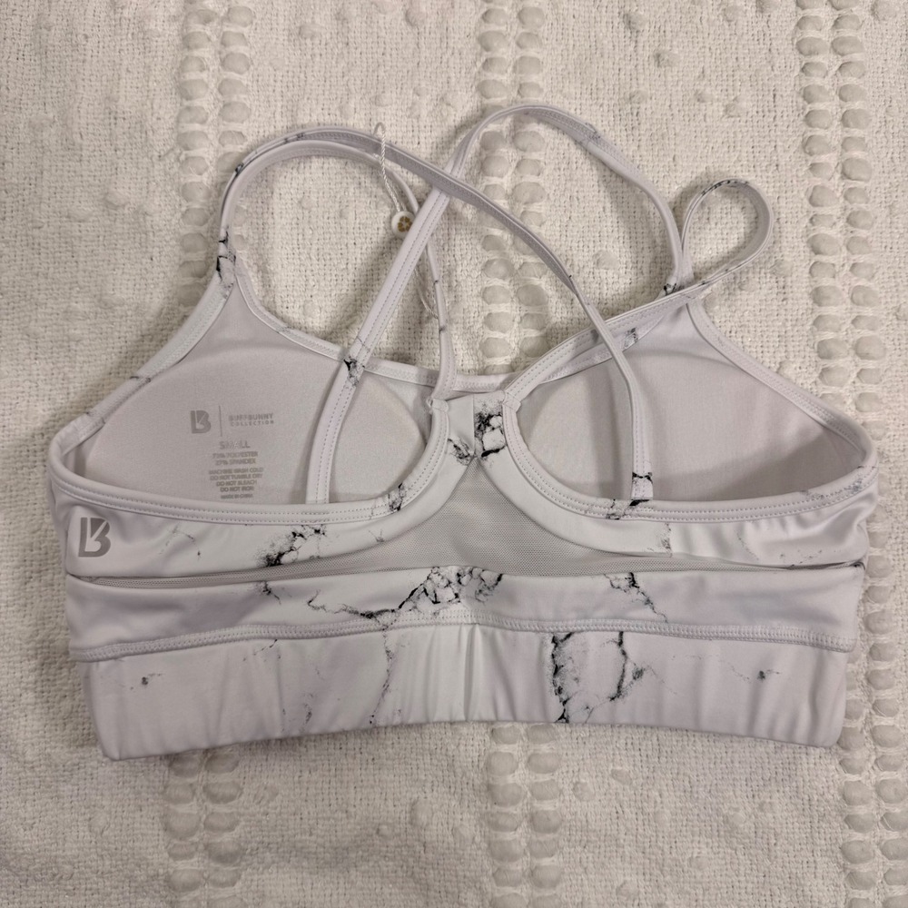 Buffbunny Collection White Marble Multi Strap Racerback Sports Bra Small - Picture 4 of 5